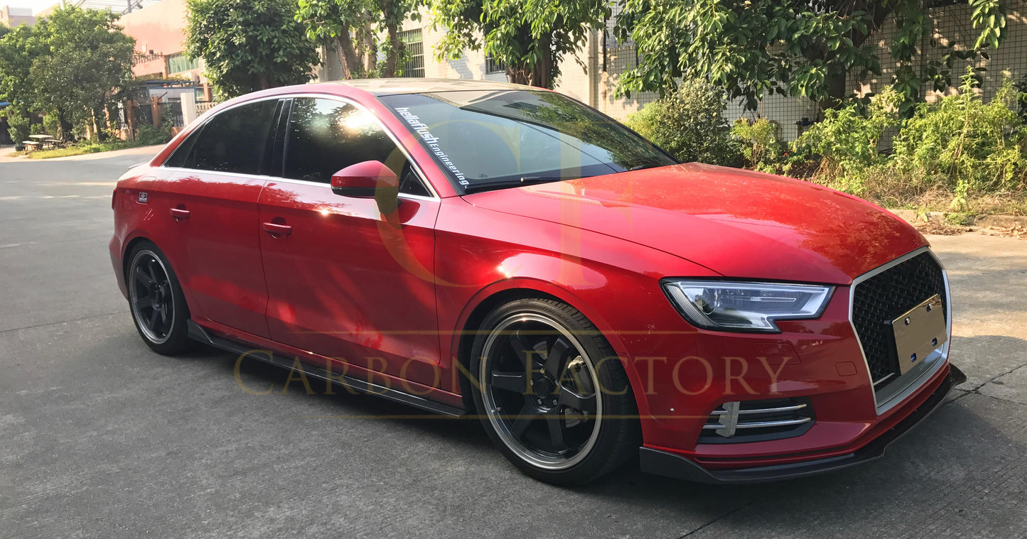 RS Style Carbon Fibre Side Skirts for Audi A3 Saloon (Non S Line) 16-19-Carbon Factory
