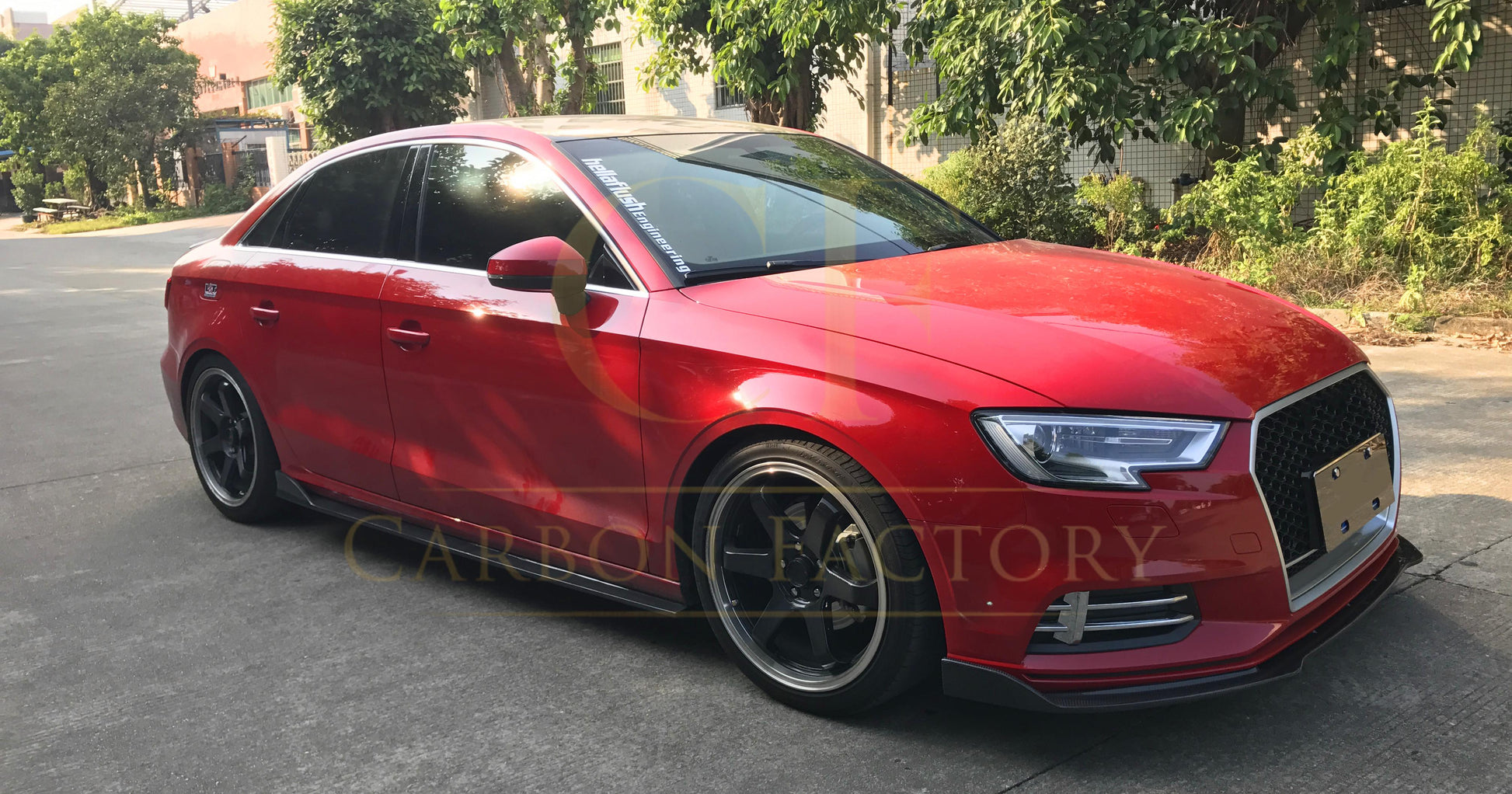 RS Style Carbon Fibre Side Skirts for Audi A3 Saloon (Non S Line) 16-19-Carbon Factory