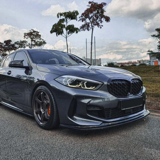 RS Style Gloss Black Front Splitter for BMW F40 1 Series 19-24-Carbon Factory