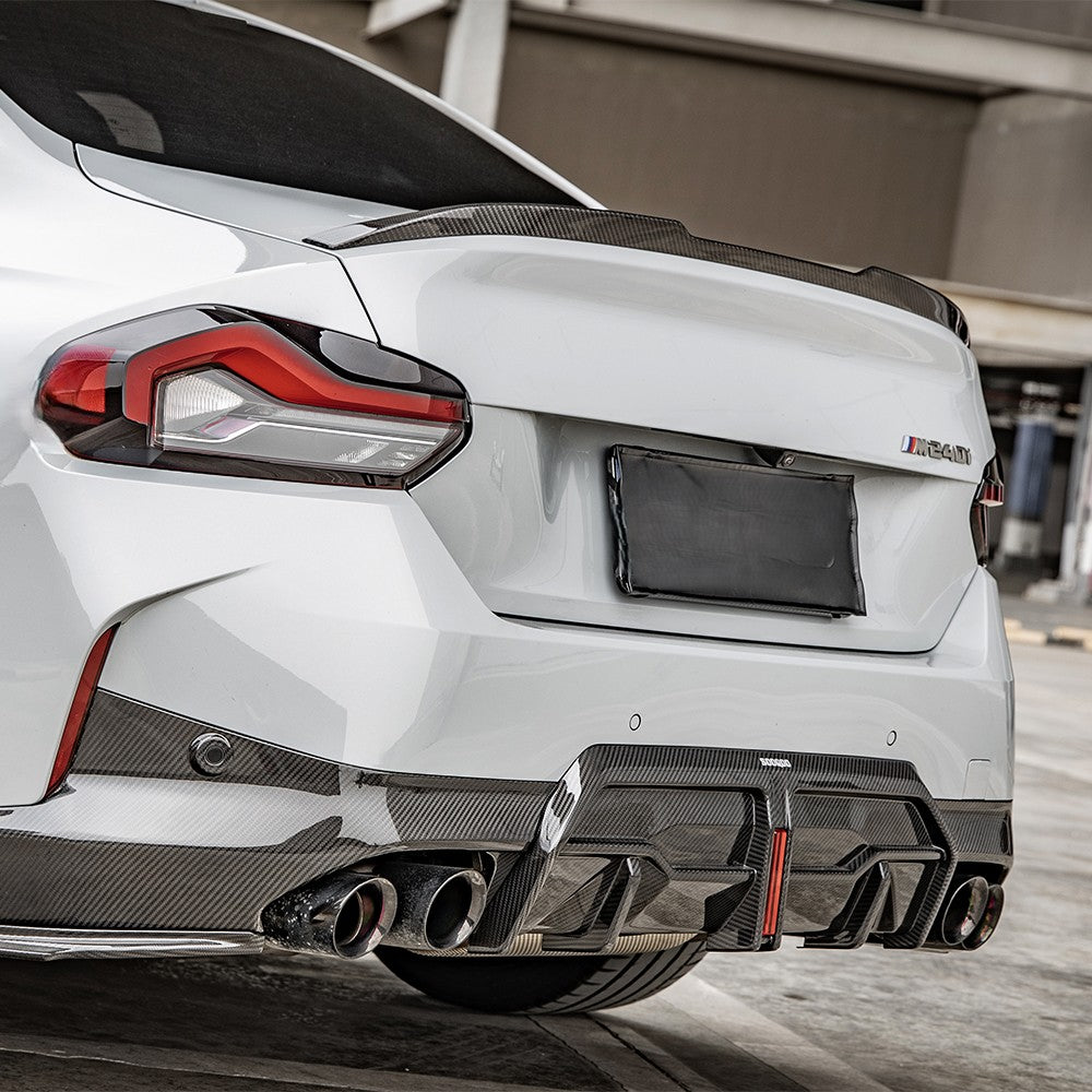 SQ Style with LED Pre-Preg Carbon Fibre Rear Diffuser for BMW 2 Series G42 Coupe 21-Present - Carbon Factory