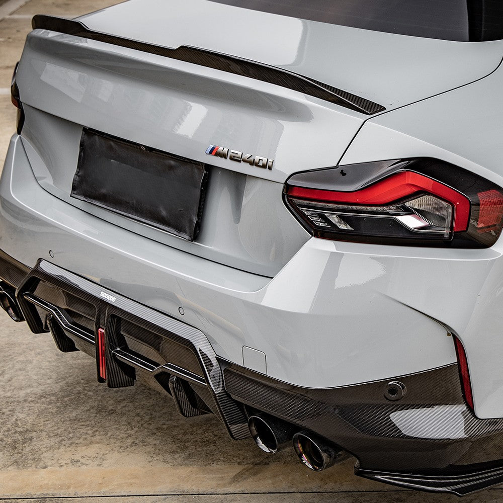 SQ Style with LED Pre-Preg Carbon Fibre Rear Diffuser for BMW 2 Series G42 Coupe 21-Present - Carbon Factory