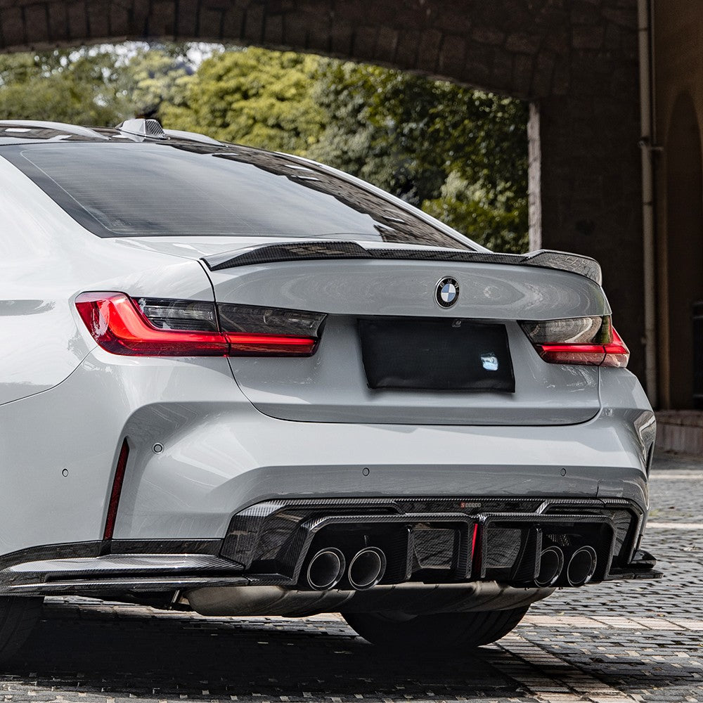 SQA-LED Style 3 Pieces Pre-Preg Carbon Fibre Rear Diffuser for BMW G80 G81 M3 G82 G83 M4 21-Present - Carbon Factory