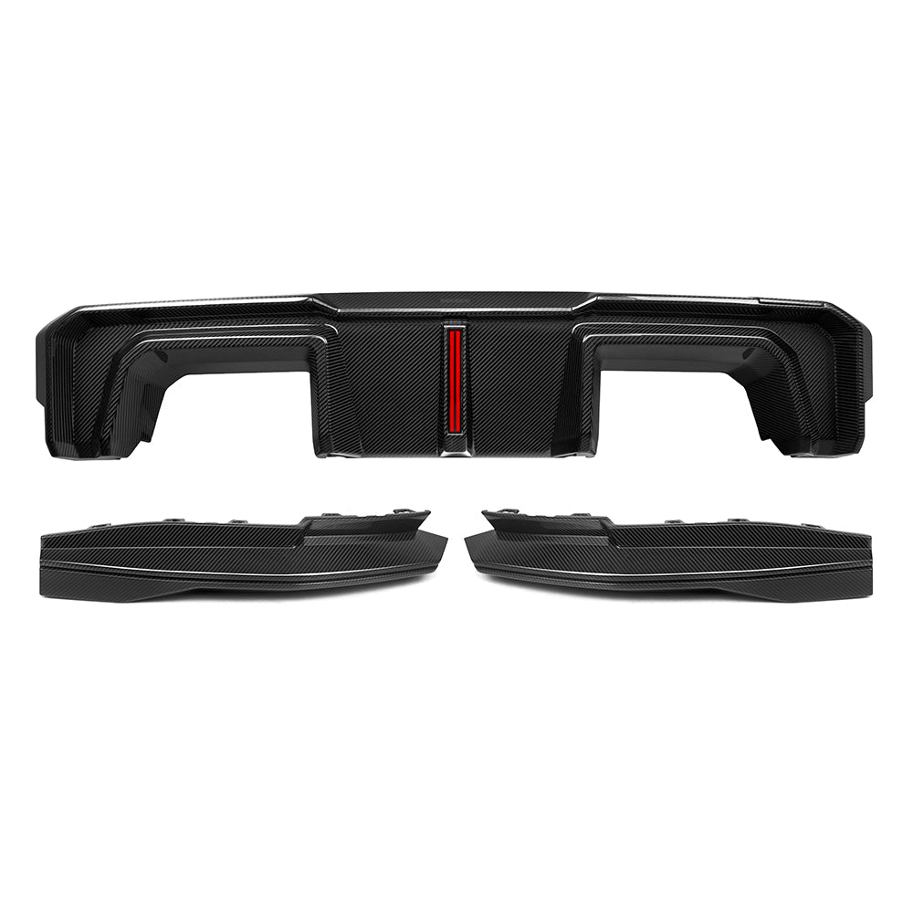SQB LED Style 3 Pieces Pre-Preg Carbon Fibre Rear Diffuser for BMW G80 G81 M3 G82 G83 M4 21-Present - Carbon Factory