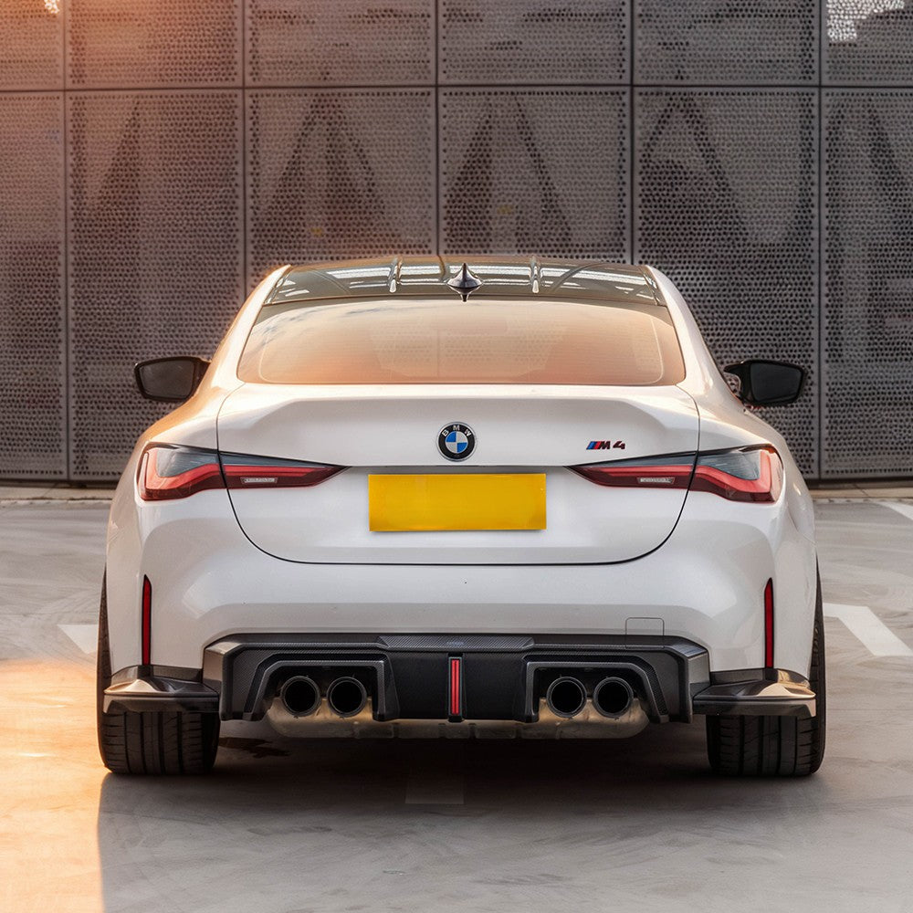 SQB LED Style 3 Pieces Pre-Preg Carbon Fibre Rear Diffuser for BMW G80 G81 M3 G82 G83 M4 21-Present - Carbon Factory