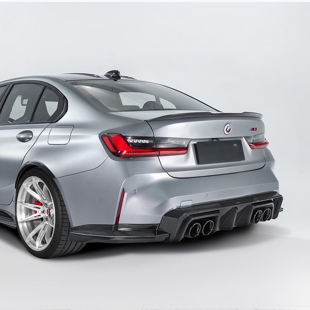 SQ-B Style 3 Pieces Pre-Preg Carbon Fibre Rear Diffuser for BMW G80 G81 M3 G82 G83 M4 21-Present - Carbon Factory