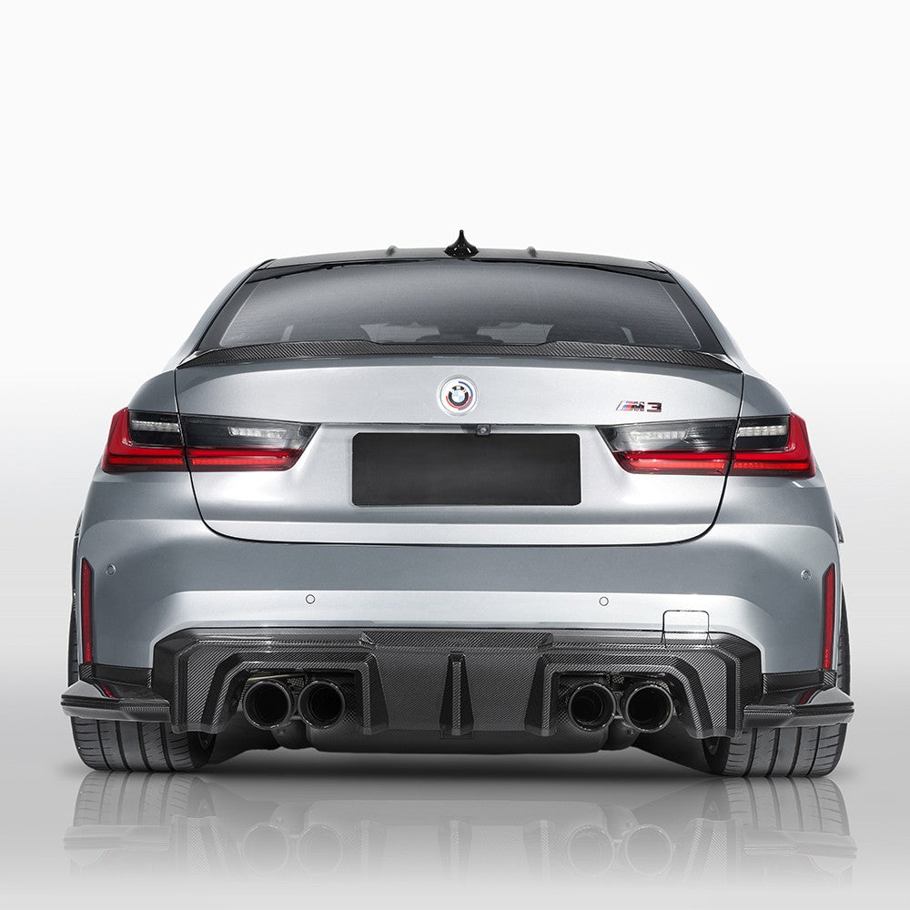 SQ-B Style 3 Pieces Pre-Preg Carbon Fibre Rear Diffuser for BMW G80 G81 M3 G82 G83 M4 21-Present - Carbon Factory