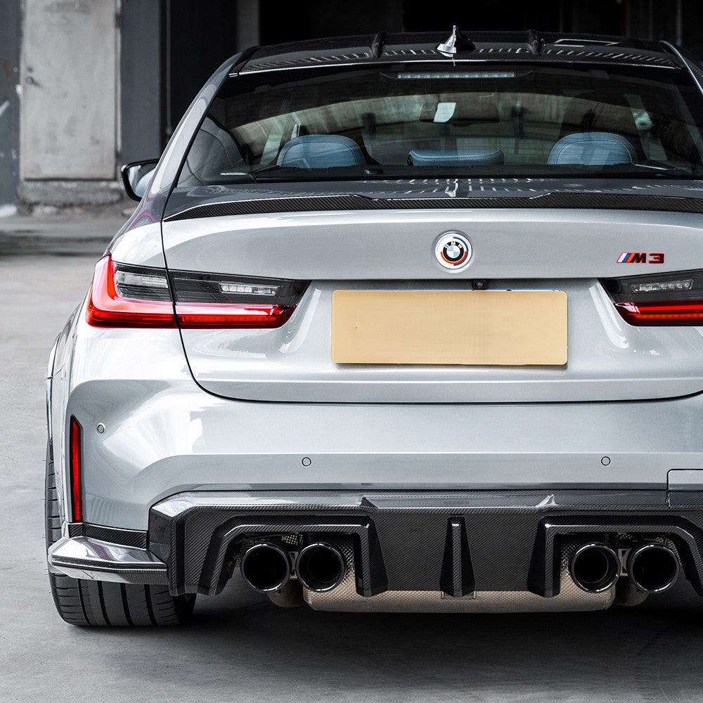 SQ-B Style 3 Pieces Pre-Preg Carbon Fibre Rear Diffuser for BMW G80 G81 M3 G82 G83 M4 21-Present - Carbon Factory