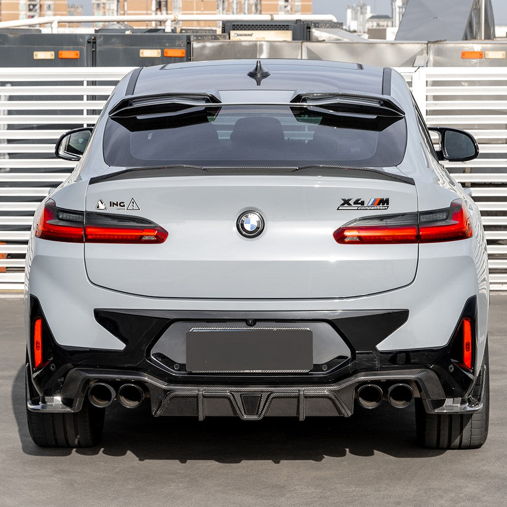 SQ LED Style Pre-Preg Carbon Fibre Diffuser for BMW F98 X4M LCI 22-26 - Carbon Factory
