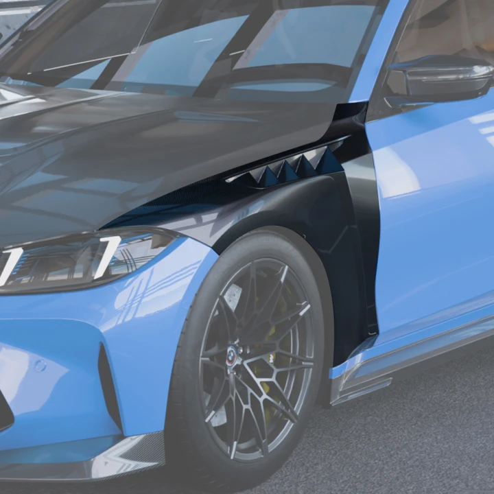 V Style Pre-Preg Carbon Fibre Side Fenders for BMW G80 G81 M3 21-25 - Carbon Factory