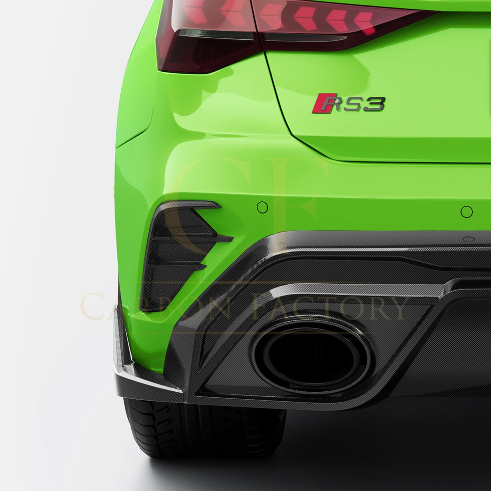SQ Style Pre-preg Carbon Fiber Rear Bumper Inserts for Audi RS3 8Y Sportback 20-26 - Carbon Factory