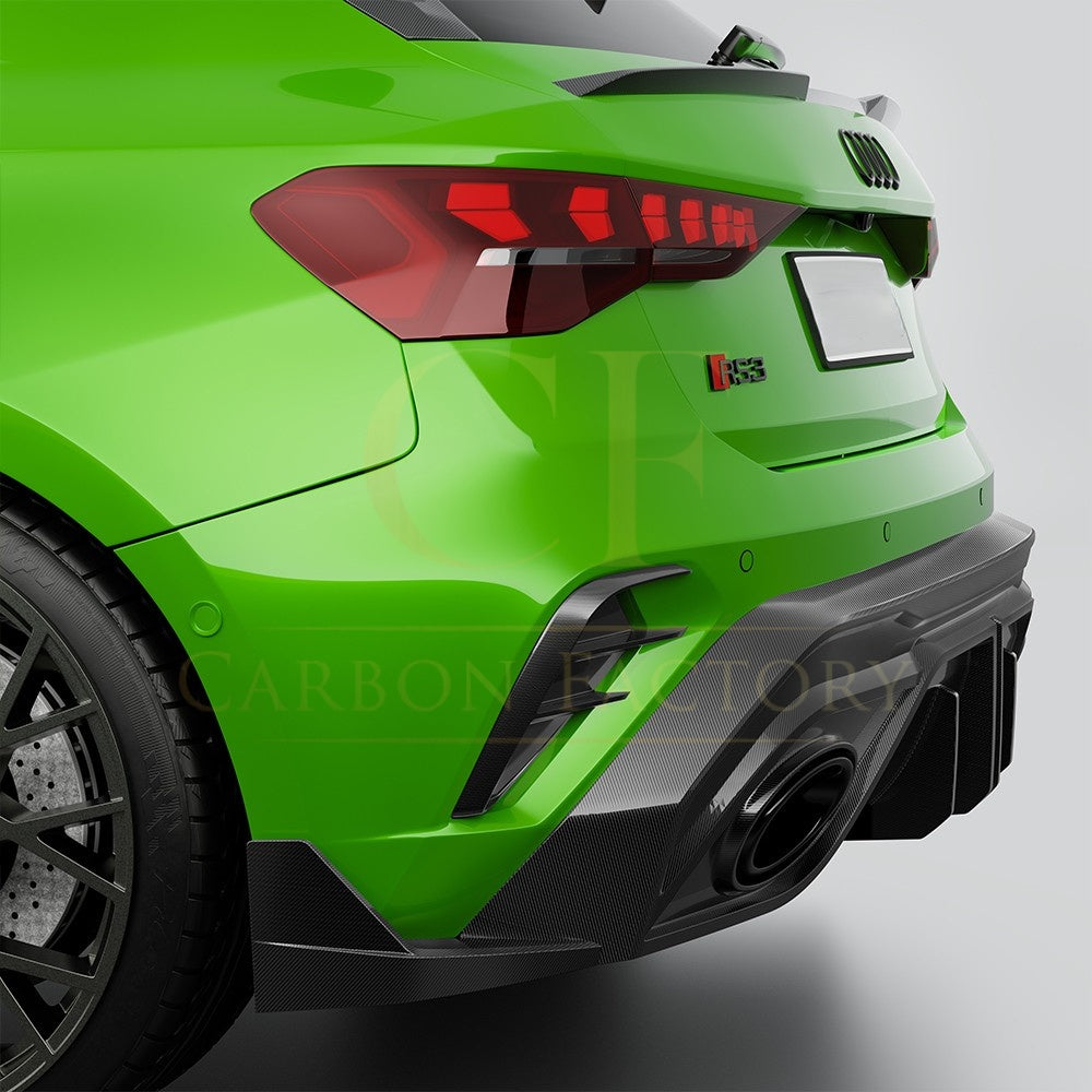 SQ Style Pre-preg Carbon Fiber Rear Bumper Inserts for Audi RS3 8Y Sportback 20-26 - Carbon Factory
