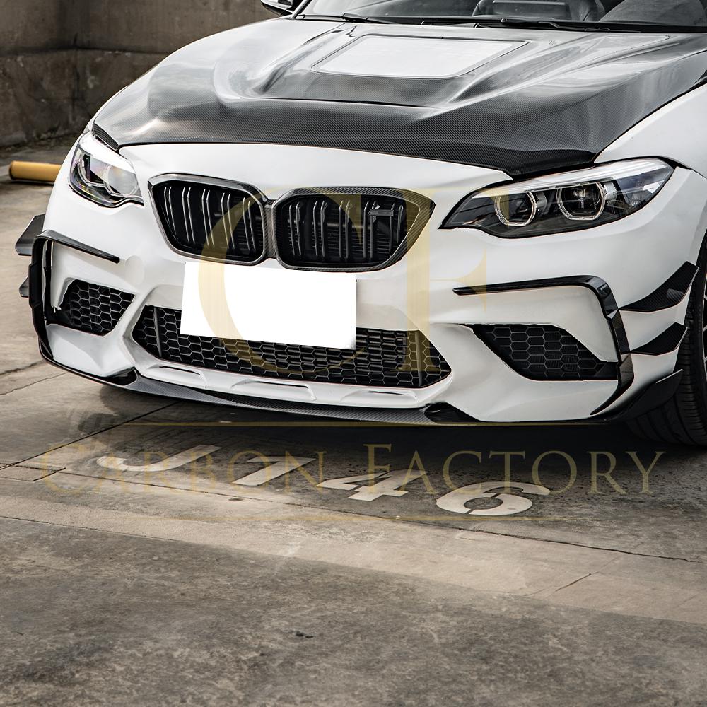 SQ Style Pre-Preg Carbon Fibre Front Bumper Canards for BMW F87 M2 LCI 18-22-Carbon Factory