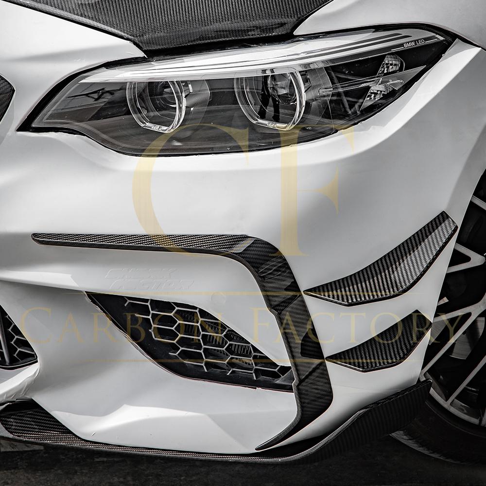 SQ Style Pre-Preg Carbon Fibre Front Bumper Canards for BMW F87 M2 LCI 18-22-Carbon Factory