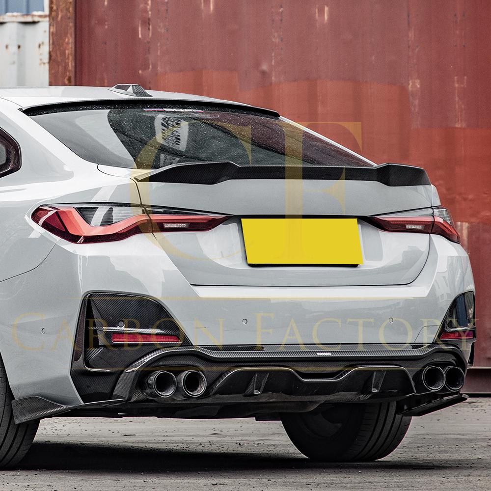 SQ Style Pre-Preg Carbon Fibre Rear Bumper Trims for BMW G26 4 Series Gran Coupe 21-24-Carbon Factory