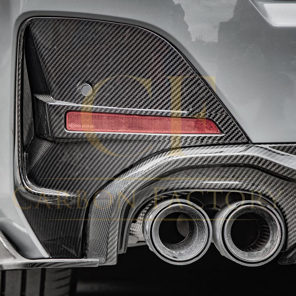 SQ Style Pre-Preg Carbon Fibre Rear Bumper Trims for BMW G26 4 Series Gran Coupe 21-24-Carbon Factory