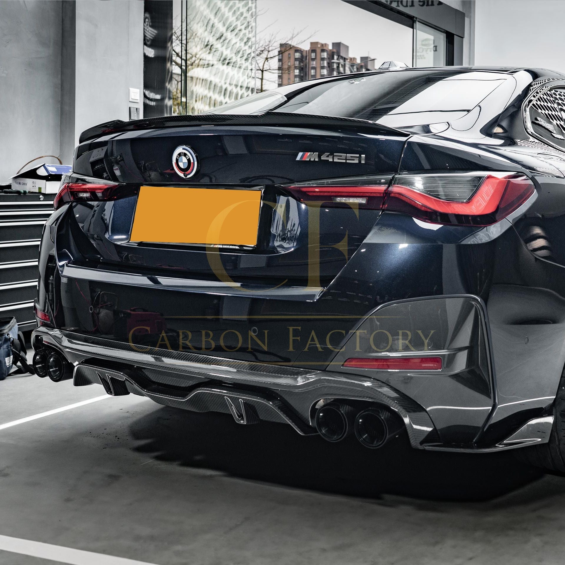 SQ Style Pre-Preg Carbon Fibre Rear Diffuser Quad Exhaust for BMW G26 4 Series Gran Coupe 21-24-Carbon Factory