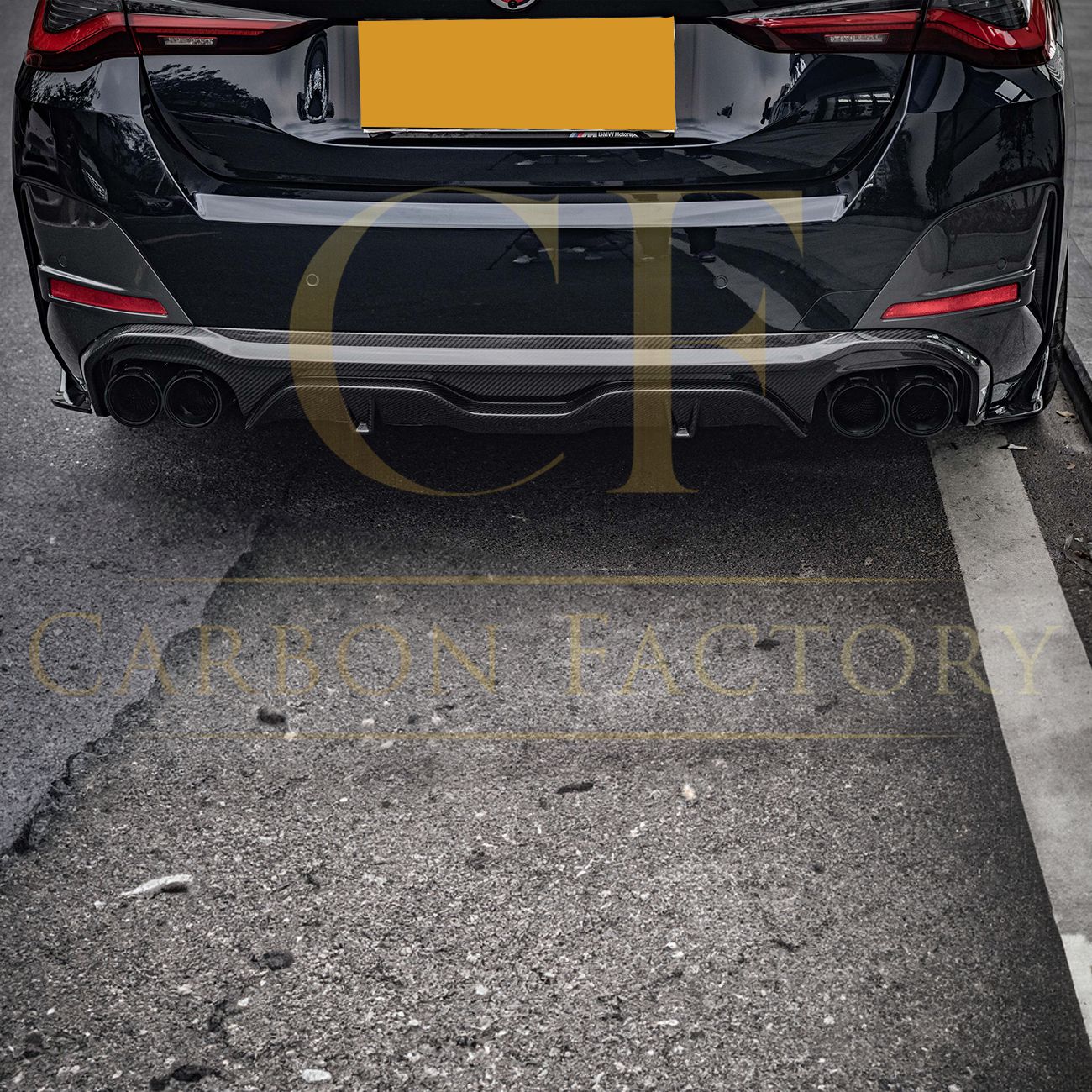 SQ Style Pre-Preg Carbon Fibre Rear Diffuser Quad Exhaust for BMW G26 4 Series Gran Coupe 21-24-Carbon Factory