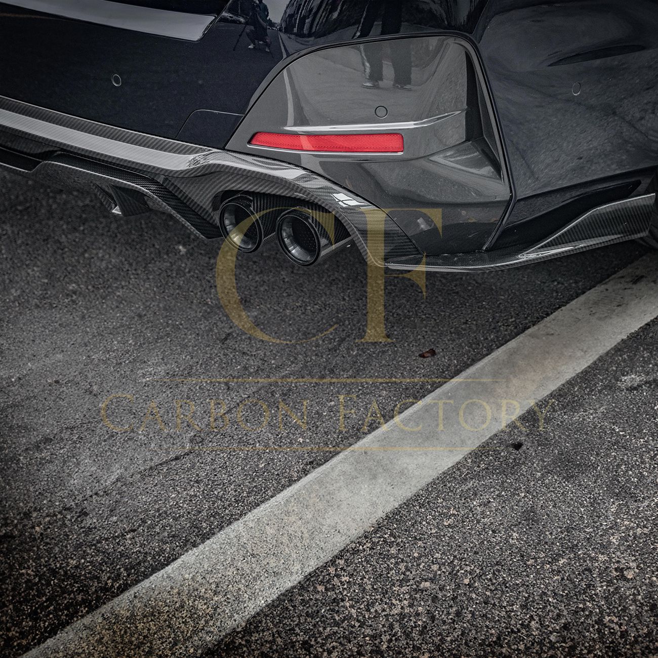 SQ Style Pre-Preg Carbon Fibre Rear Diffuser Quad Exhaust for BMW G26 4 Series Gran Coupe 21-24-Carbon Factory