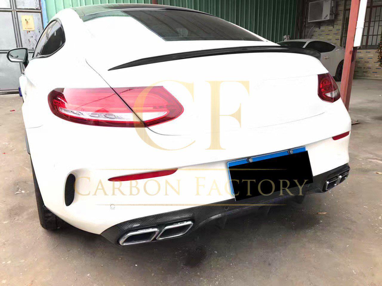 Small Fin Style Carbon Fibre Rear Diffuser for Mercedes W205 C Class & C63 2 Door 15-21-Carbon Factory