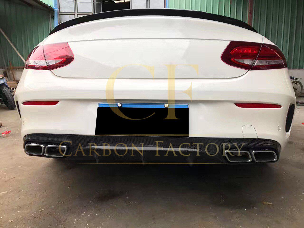 Small Fin Style Carbon Fibre Rear Diffuser for Mercedes W205 C Class & C63 2 Door 15-21-Carbon Factory