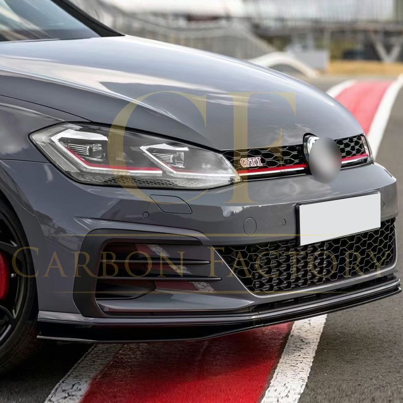TCR Style Gloss Black Front Splitter for VW Golf MK7.5 GTI 17-20-Carbon Factory