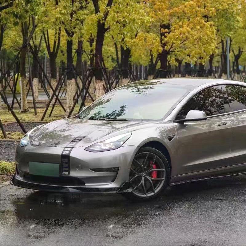 TR Style Gloss Black Front Splitter for Tesla Model 3 16-23-Carbon Factory