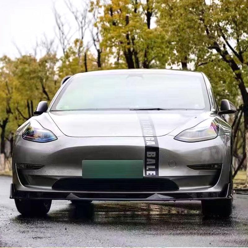 TR Style Gloss Black Front Splitter for Tesla Model 3 16-23-Carbon Factory