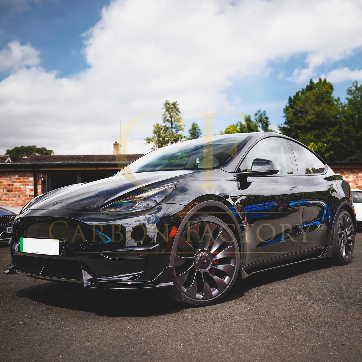 TR Style Gloss Black Front Splitter for Tesla Model Y 19-24-Carbon Factory