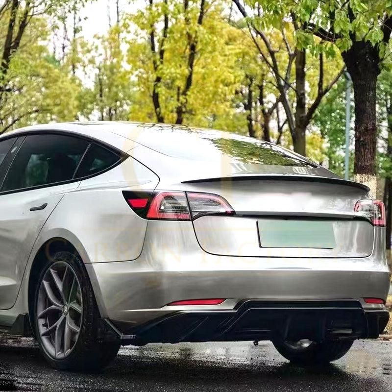 TR Style Gloss Black Rear Diffuser for Tesla Model 3 16-23-Carbon Factory