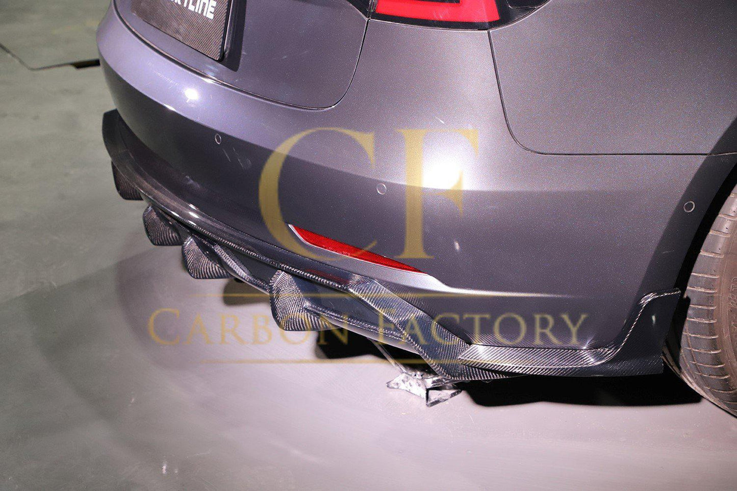 V Style Carbon Fibre 3 Pieces Rear Diffuser for Tesla Model 3 16-23-Carbon Factory