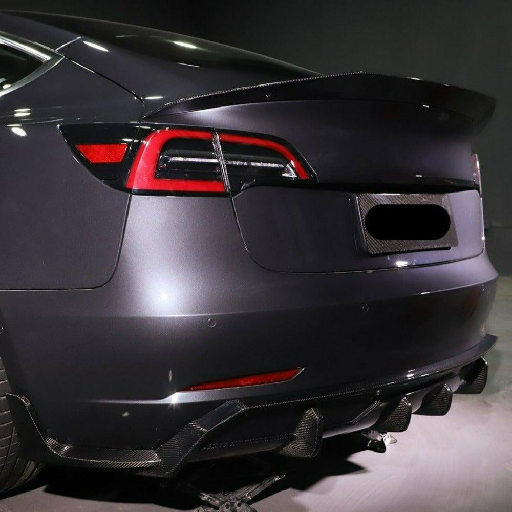 V Style Carbon Fibre 3 Pieces Rear Diffuser for Tesla Model 3 16-23-Carbon Factory