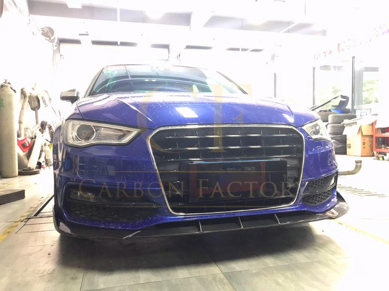 V Style Carbon Fibre Front Splitter for Audi A3 Hatchback S Line & S3 13-15-Carbon Factory
