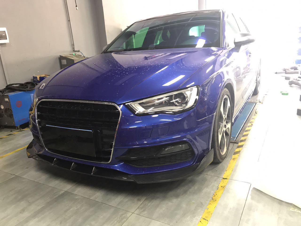V Style Carbon Fibre Front Splitter for Audi A3 Hatchback S Line & S3 13-15-Carbon Factory