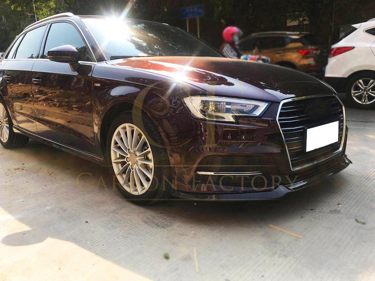 V Style Carbon Fibre Front Splitter for Audi A3 Hatchback S Line & S3 16-19-Carbon Factory