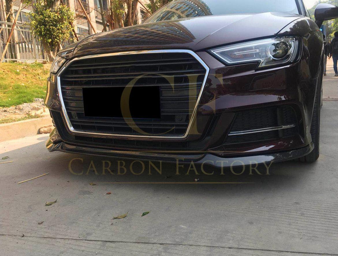 V Style Carbon Fibre Front Splitter for Audi A3 Hatchback S Line & S3 16-19-Carbon Factory