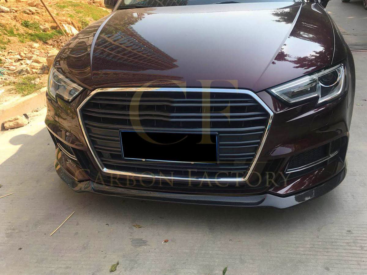 V Style Carbon Fibre Front Splitter for Audi A3 Hatchback S Line & S3 16-19 - Carbon Factory
