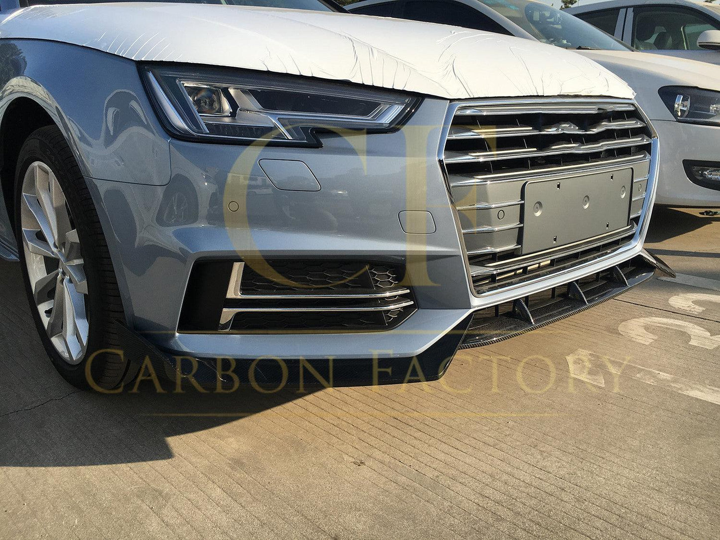 V Style Carbon Fibre Front Splitter for Audi A4 B9 S Line & S4 16-18-Carbon Factory