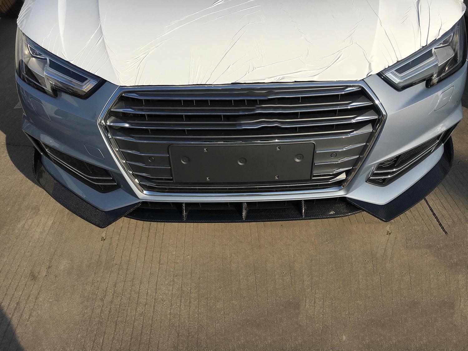 V Style Carbon Fibre Front Splitter for Audi A4 B9 S Line & S4 16-18-Carbon Factory