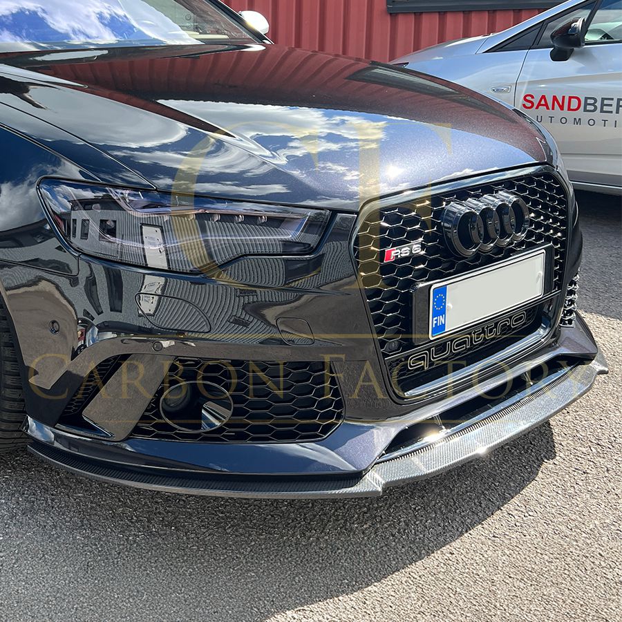 V Style Carbon Fibre Front Splitter for Audi C7 RS6 13-18-Carbon Factory
