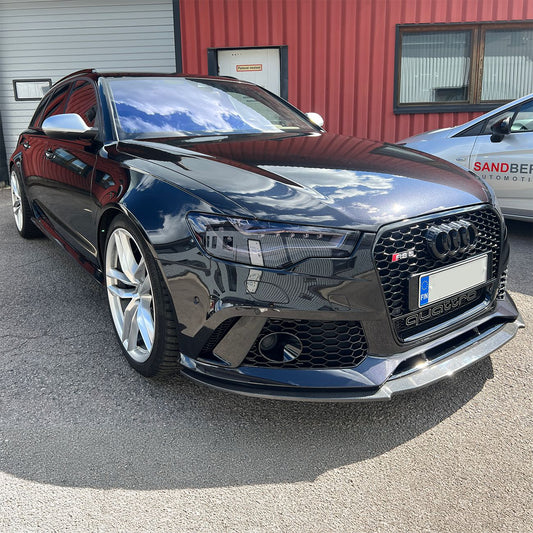 V Style Carbon Fibre Front Splitter for Audi C7 RS6 13-18-Carbon Factory
