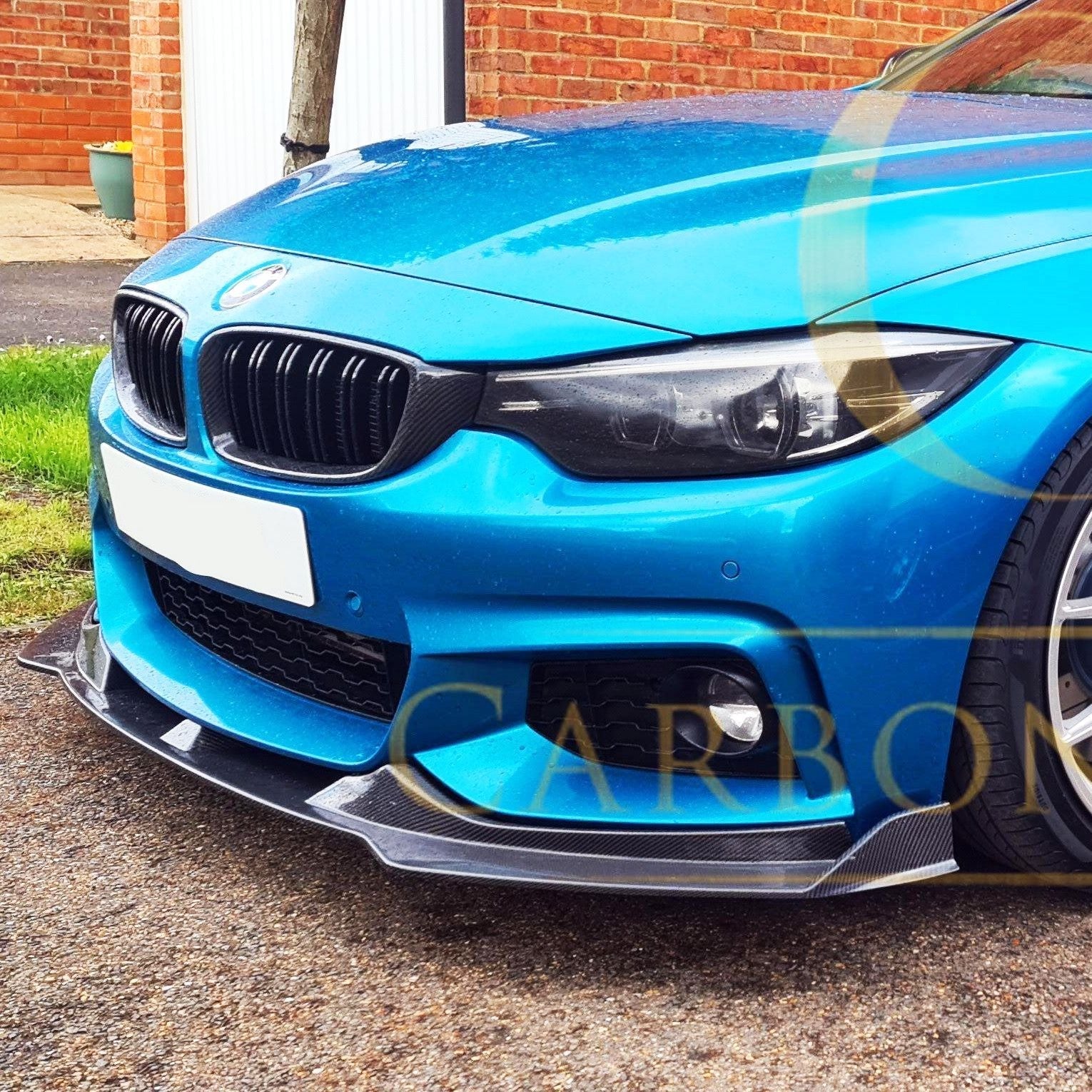 V Style Carbon Fibre Front Splitter for BMW F32 F33 F36 4 Series 14-20-Carbon Factory