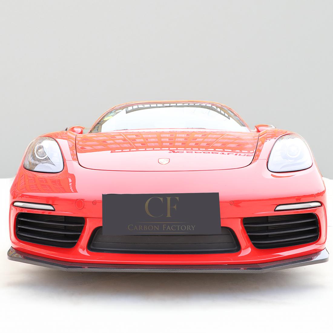 V Style Carbon Fibre Front Splitter for Porsche Boxster & Cayman 718 16-21-Carbon Factory