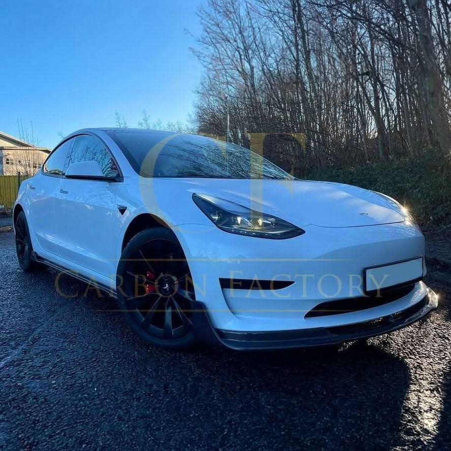 V Style Carbon Fibre Front Splitter for Tesla Model 3 16-23 - Carbon Factory