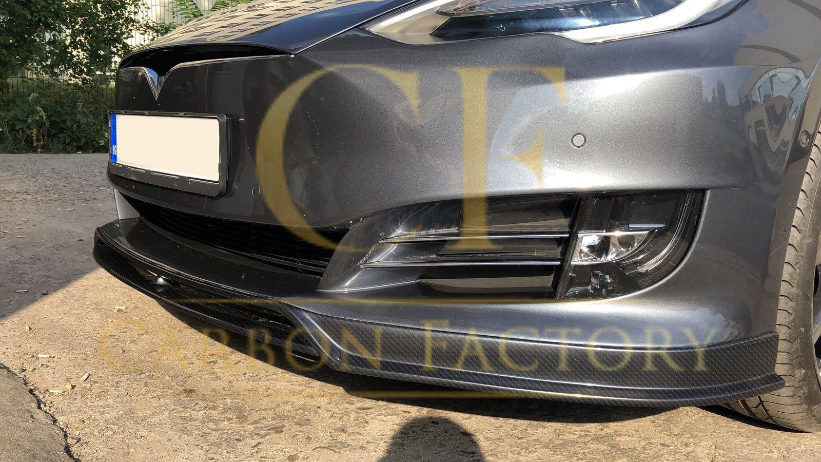 V Style Carbon Fibre Front Splitter for Tesla Model S 16-17-Carbon Factory