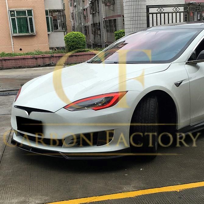 V Style Carbon Fibre Front Splitter for Tesla Model S 16-17-Carbon Factory
