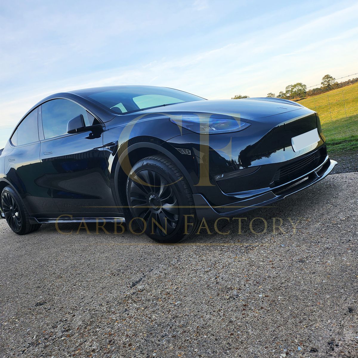 V Style Carbon Fibre Front Splitter for Tesla Model Y 19-23-Carbon Factory