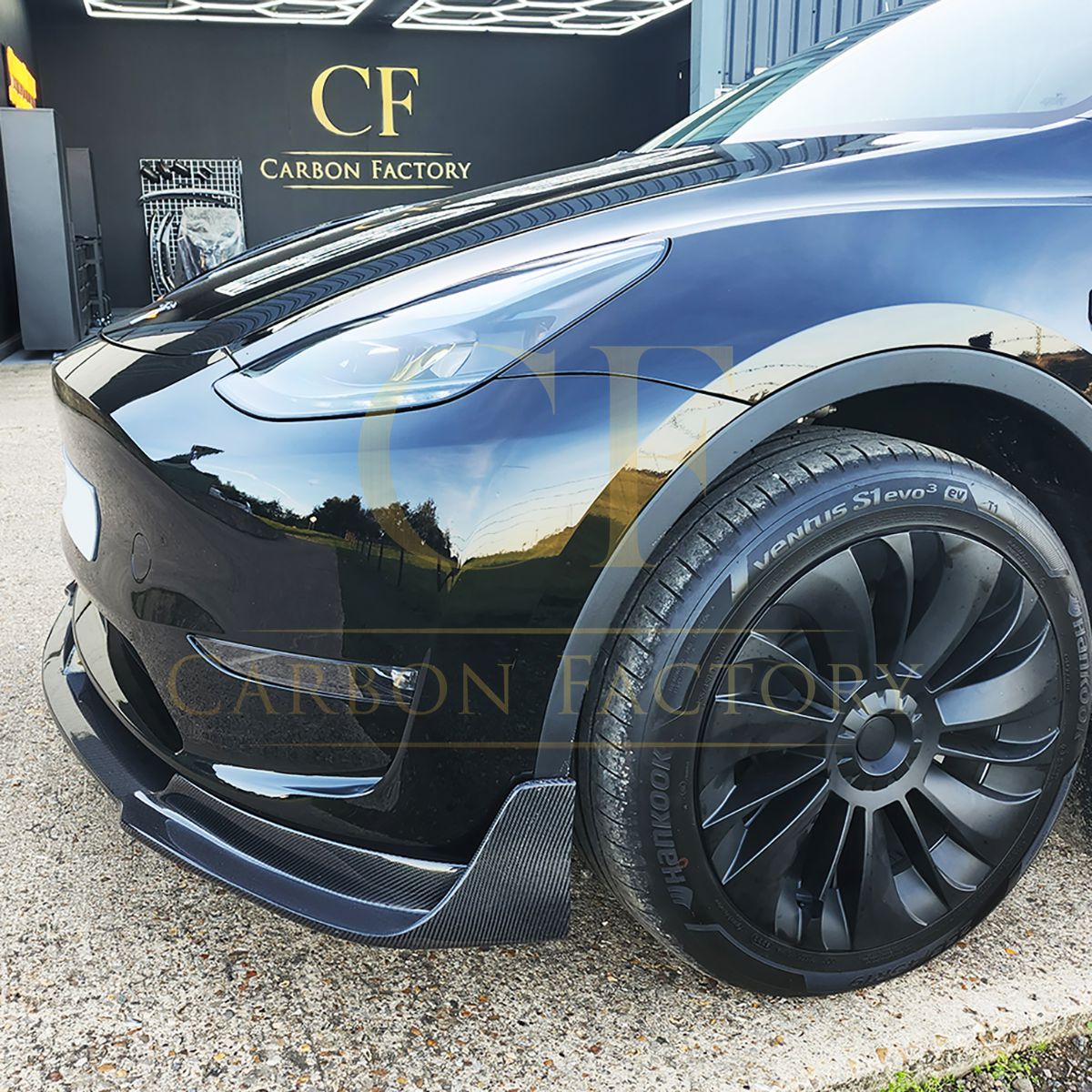 V Style Carbon Fibre Front Splitter for Tesla Model Y 19-23-Carbon Factory