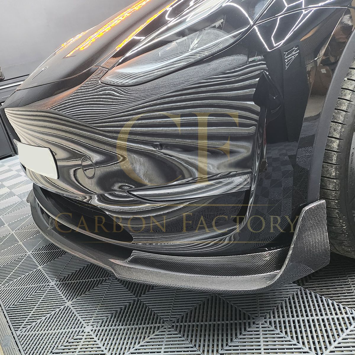 V Style Carbon Fibre Front Splitter for Tesla Model Y 19-23-Carbon Factory