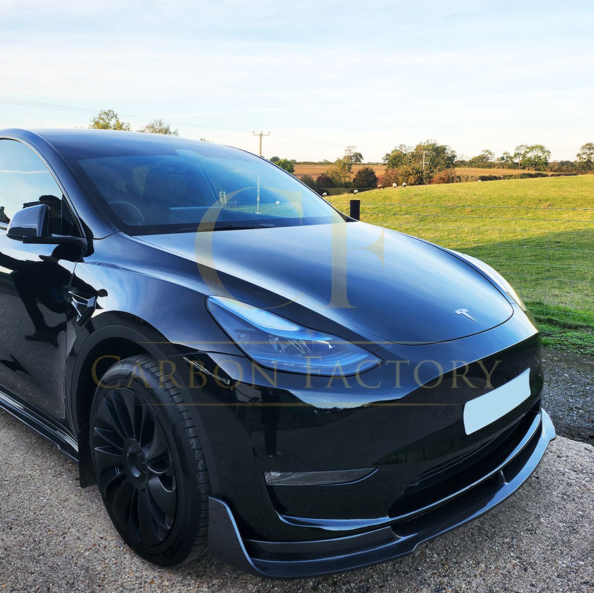 V Style Carbon Fibre Front Splitter for Tesla Model Y 19-23-Carbon Factory