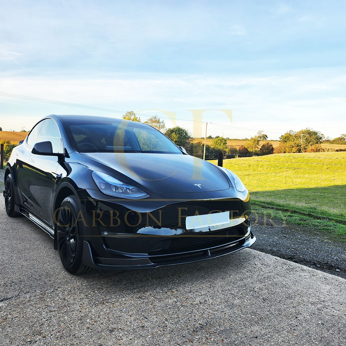 V Style Carbon Fibre Front Splitter for Tesla Model Y 19-23-Carbon Factory